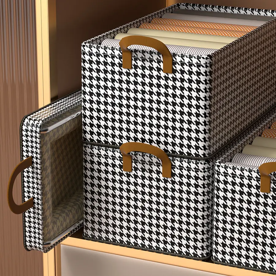 Houndstooth Storage Box for Wardrobe Closet Organization - Image 4