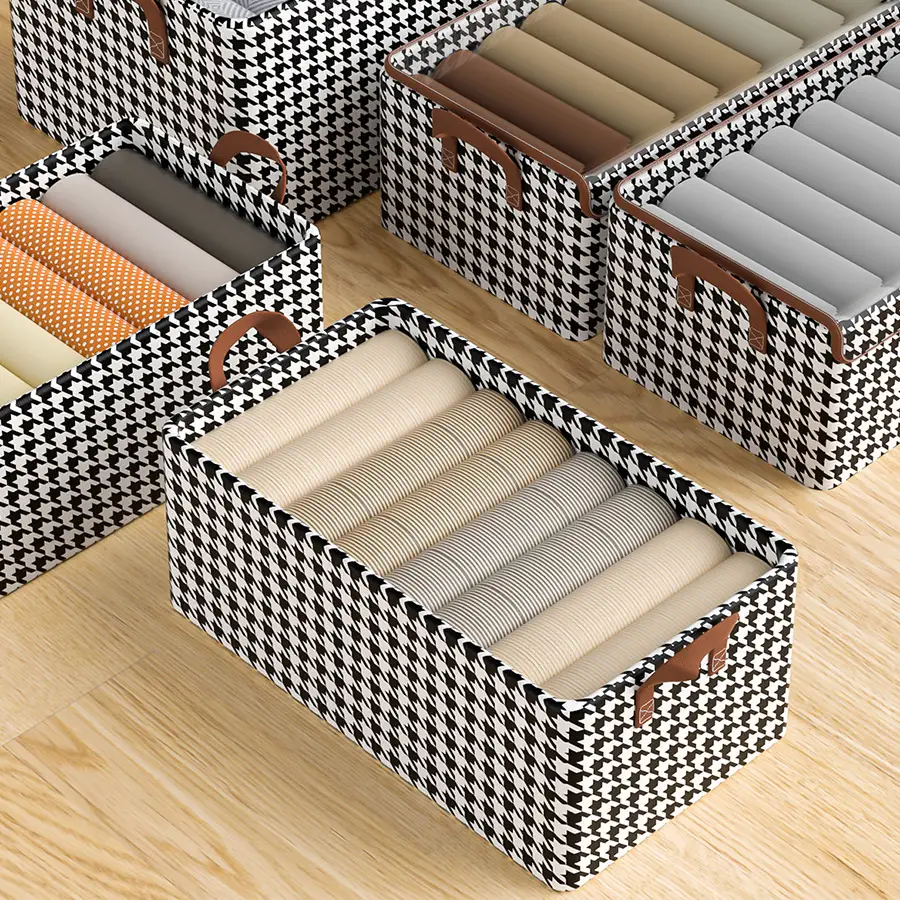 Houndstooth Storage Box for Wardrobe Closet Organization - Image 5