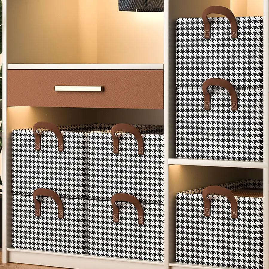 Houndstooth Storage Box for Wardrobe Closet Organization - Image 6