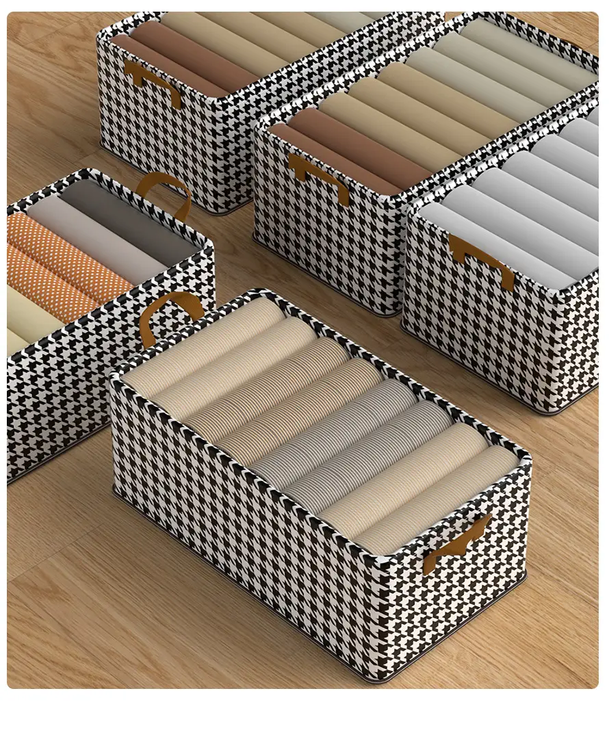 Houndstooth Storage Box for Wardrobe Closet Organization — feature 10