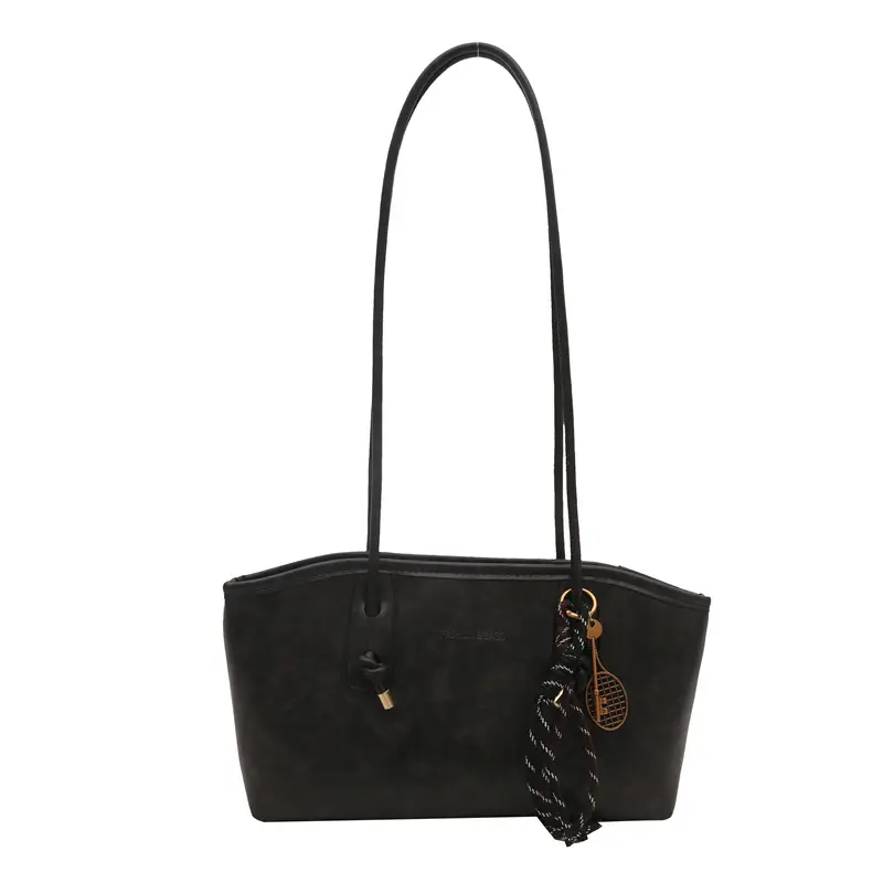 Black Women's Large Capacity Shoulder Bag with Braided Chain