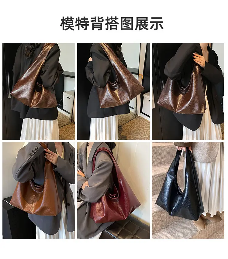 Vintage Brown Leather Tote Bag for Women Large Capacity — feature 3