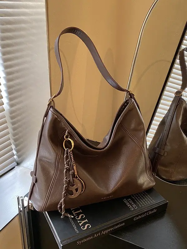 Black Vintage Maillard Shoulder Crossbody Bag for Women - Image 9