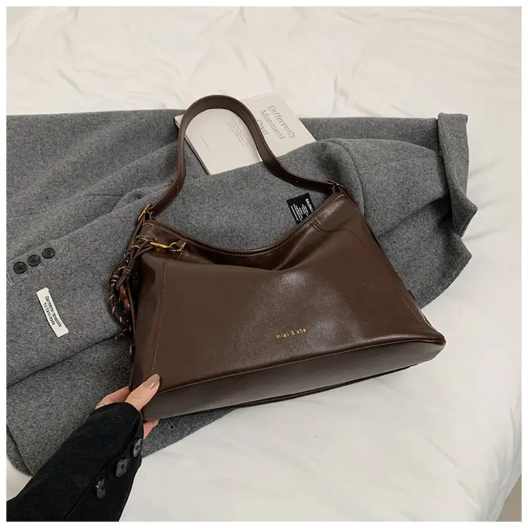 Black Vintage Maillard Shoulder Crossbody Bag for Women - Image 2