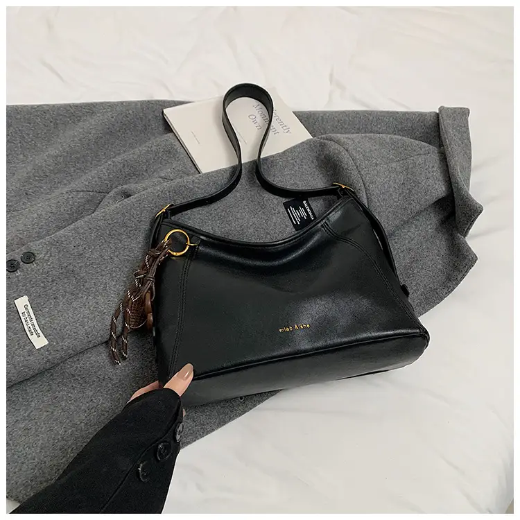 Black Vintage Maillard Shoulder Crossbody Bag for Women - Image 3