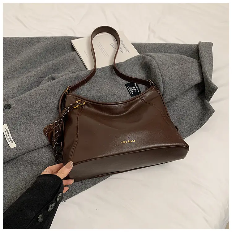 Black Vintage Maillard Shoulder Crossbody Bag for Women - Image 4