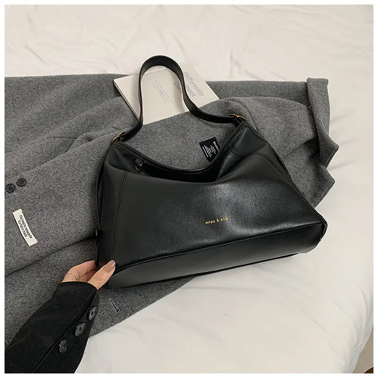 Black Vintage Maillard Shoulder Crossbody Bag for Women - Image 5