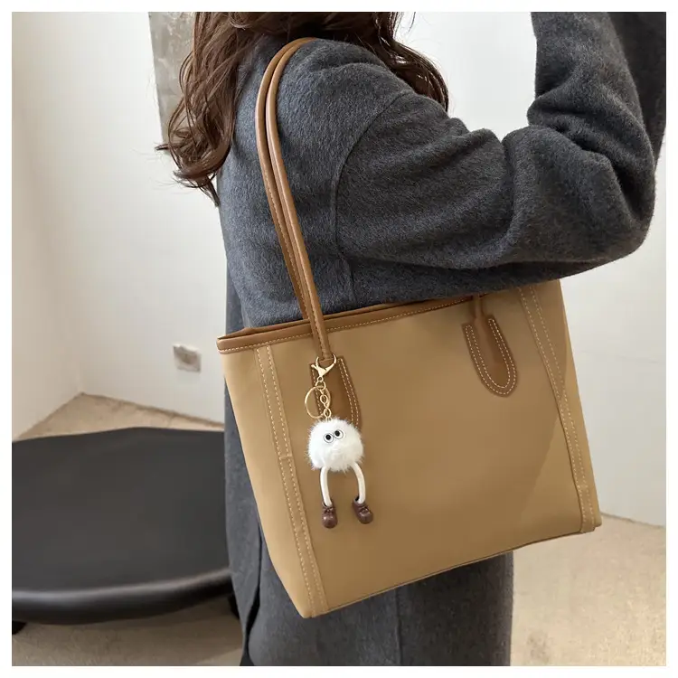 Women's Tan Leather Shoulder Bag with Cute Charm — feature 14