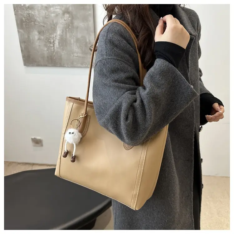 Women's Tan Leather Shoulder Bag with Cute Charm — feature 15