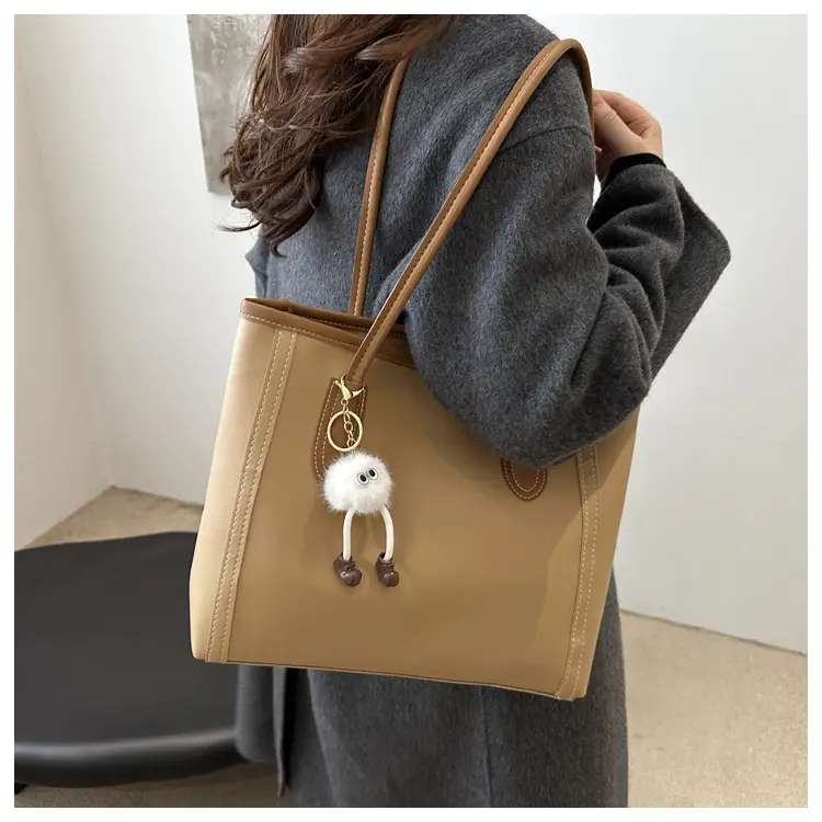 Women's Tan Leather Shoulder Bag with Cute Charm — feature 16