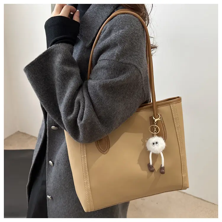 Women's Tan Leather Shoulder Bag with Cute Charm — feature 18