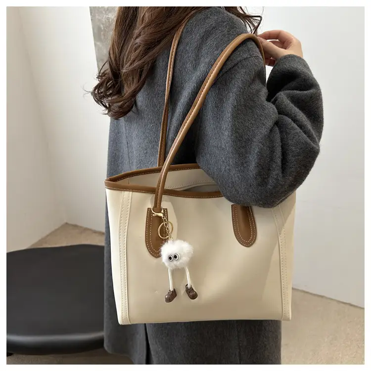 Women's Tan Leather Shoulder Bag with Cute Charm — feature 21