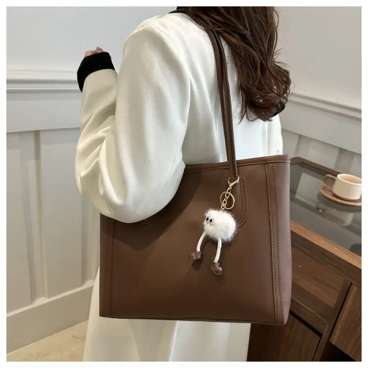 Women's Tan Leather Shoulder Bag with Cute Charm — feature 28