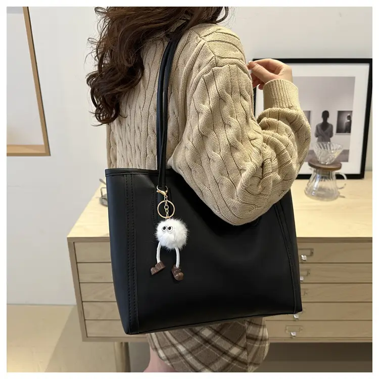 Women's Tan Leather Shoulder Bag with Cute Charm — feature 35