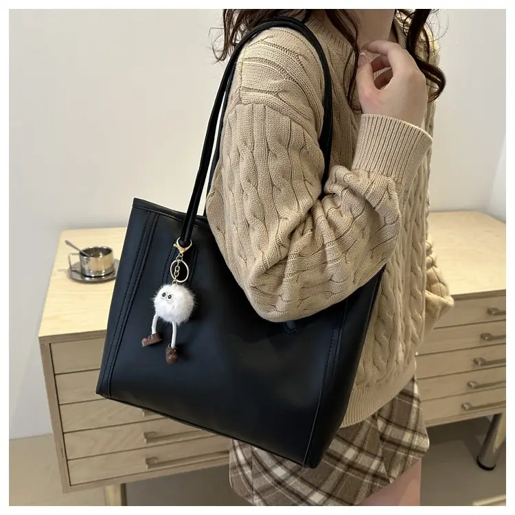 Women's Tan Leather Shoulder Bag with Cute Charm — feature 37