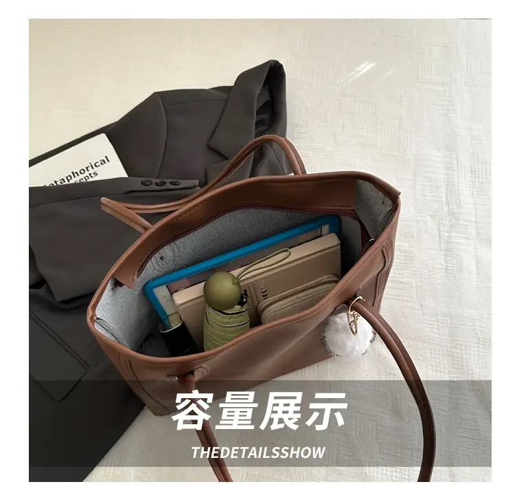 Women's Tan Leather Shoulder Bag with Cute Charm — feature 7