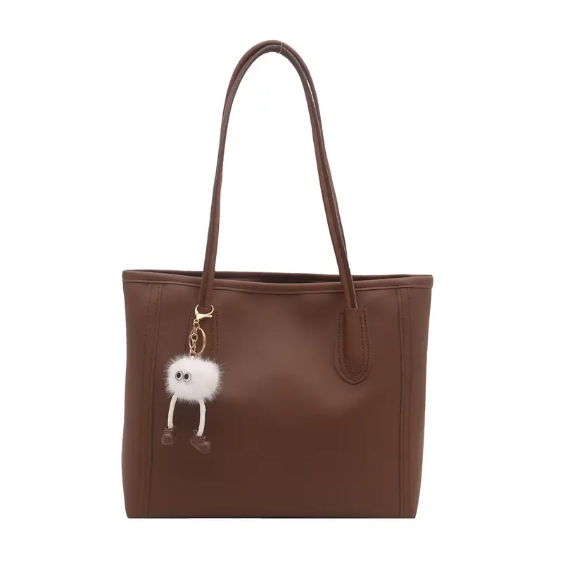 Women's Tan Leather Shoulder Bag with Cute Charm