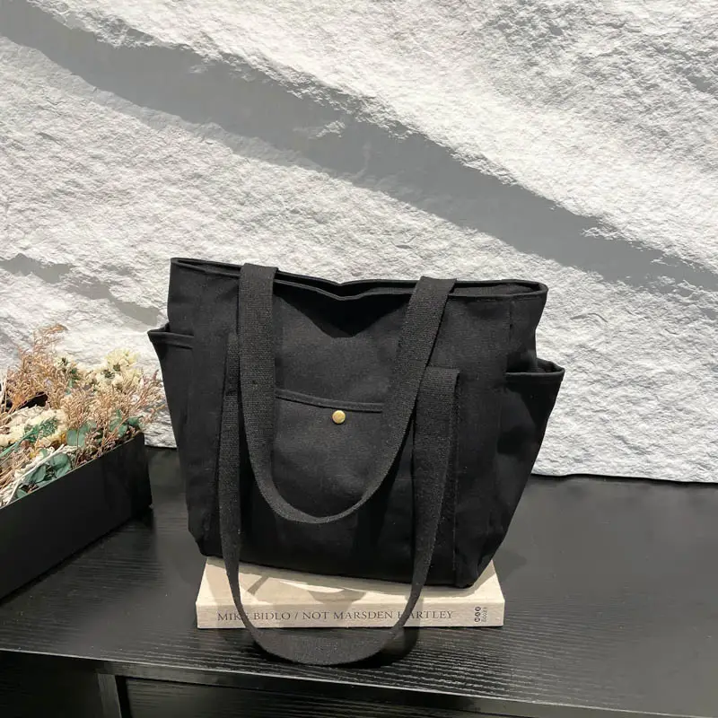 White Canvas Large Tote Bag for Work & Commute - Image 5