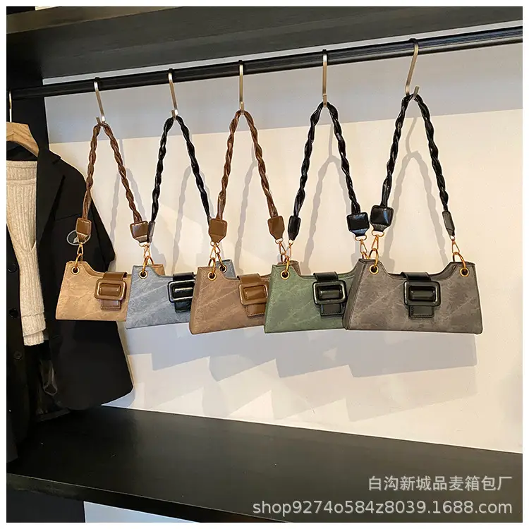 2026 Stylish Grey Crossbody Bag with Gold Hardware — feature 1