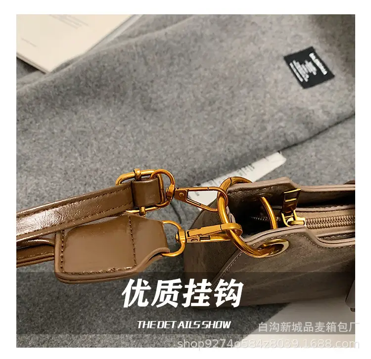 2026 Stylish Grey Crossbody Bag with Gold Hardware — feature 13