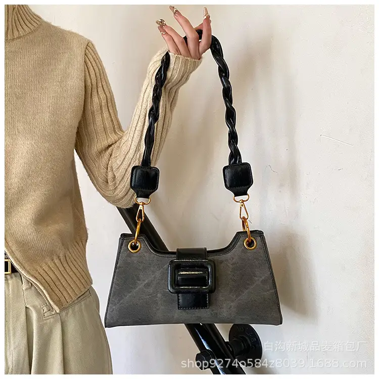 2026 Stylish Grey Crossbody Bag with Gold Hardware — feature 14