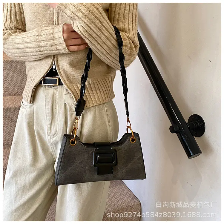 2026 Stylish Grey Crossbody Bag with Gold Hardware — feature 18