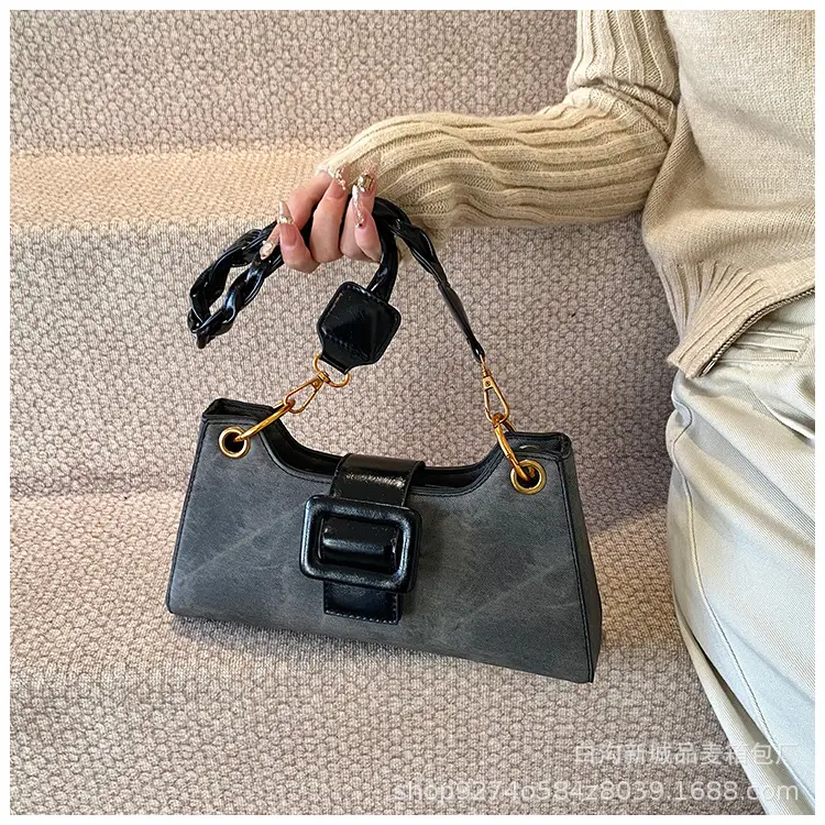 2026 Stylish Grey Crossbody Bag with Gold Hardware — feature 19