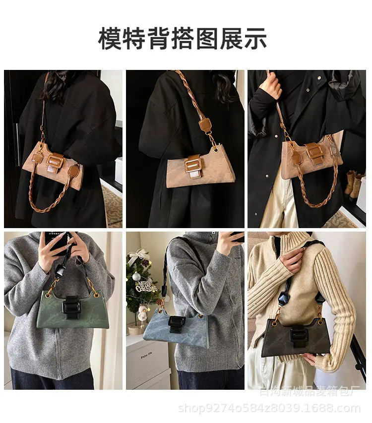 2026 Stylish Grey Crossbody Bag with Gold Hardware — feature 3
