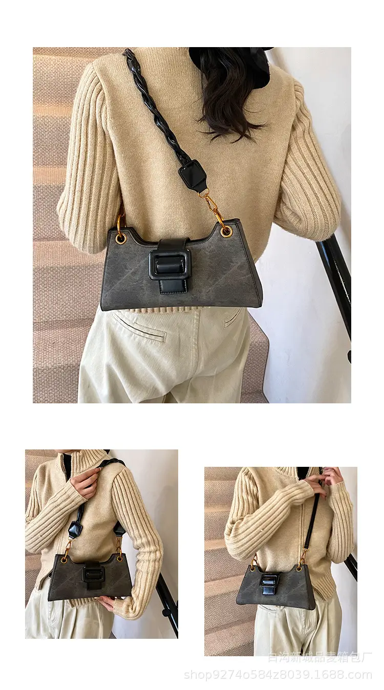 2026 Stylish Grey Crossbody Bag with Gold Hardware — feature 8