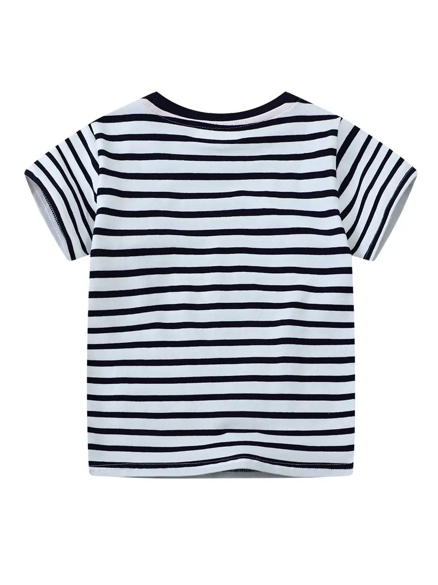 2026 Kids Striped T-Shirt with Giraffes and Zebra Print - Image 3