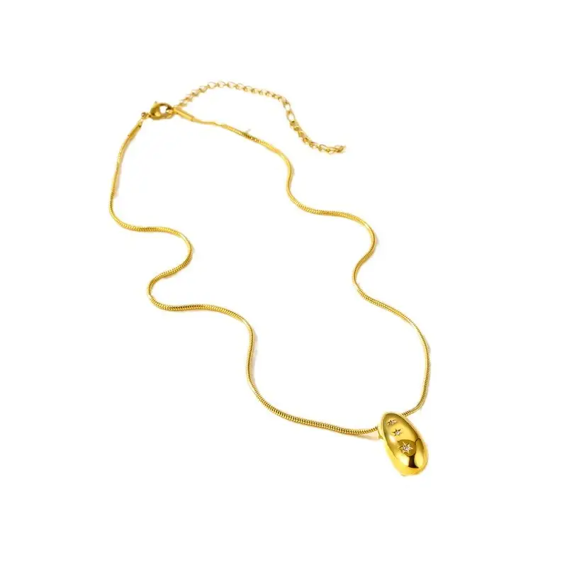 18K Gold Hollow Star Pendant Necklace Set - Image 6