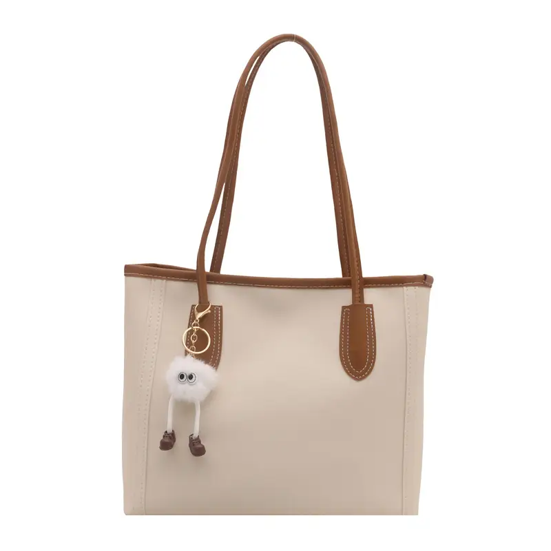 Retro Brown Women's Shoulder Bag with Keychain - Image 8