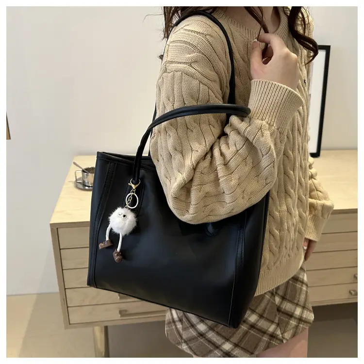 Women's Large Capacity Shoulder Bag White Brown Leather — feature 19