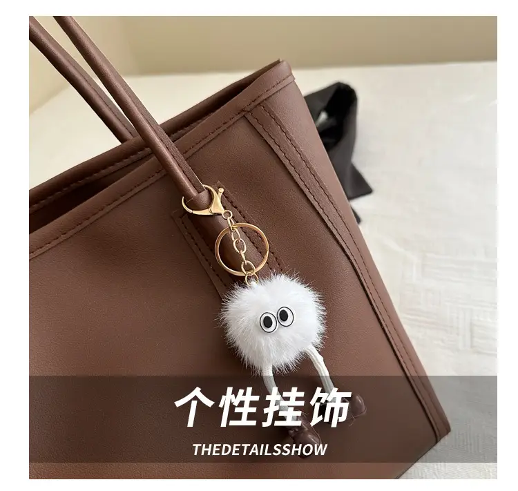 Women's Large Capacity Shoulder Bag White Brown Leather — feature 3