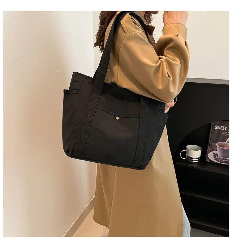 Black Canvas Women's Shoulder Bag Large Capacity — feature 10