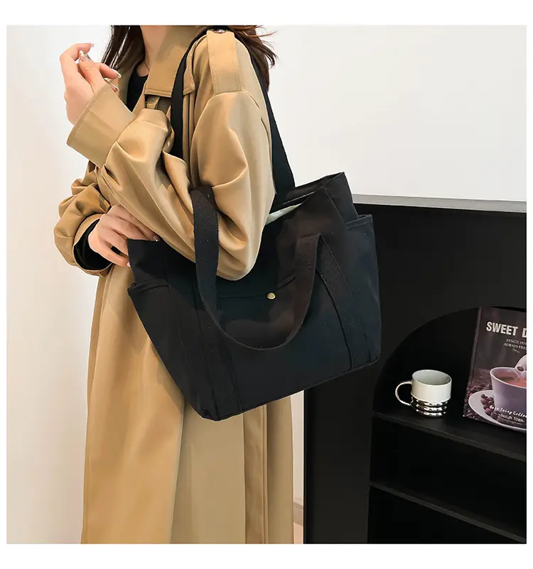 Black Canvas Women's Shoulder Bag Large Capacity — feature 13