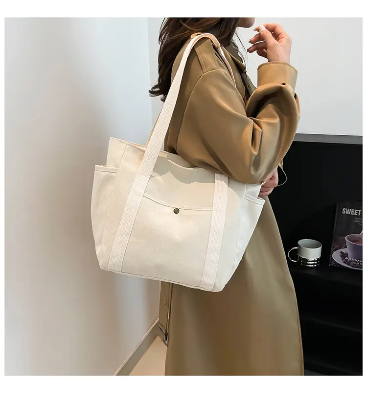 Black Canvas Women's Shoulder Bag Large Capacity — feature 14