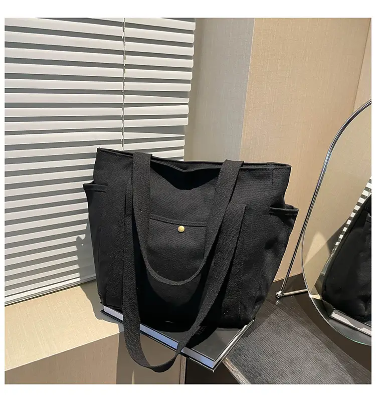 Black Canvas Women's Shoulder Bag Large Capacity — feature 21