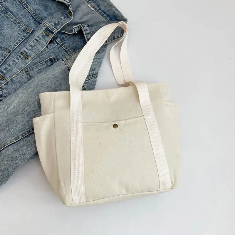 Black Canvas Women's Shoulder Bag Large Capacity - Image 2