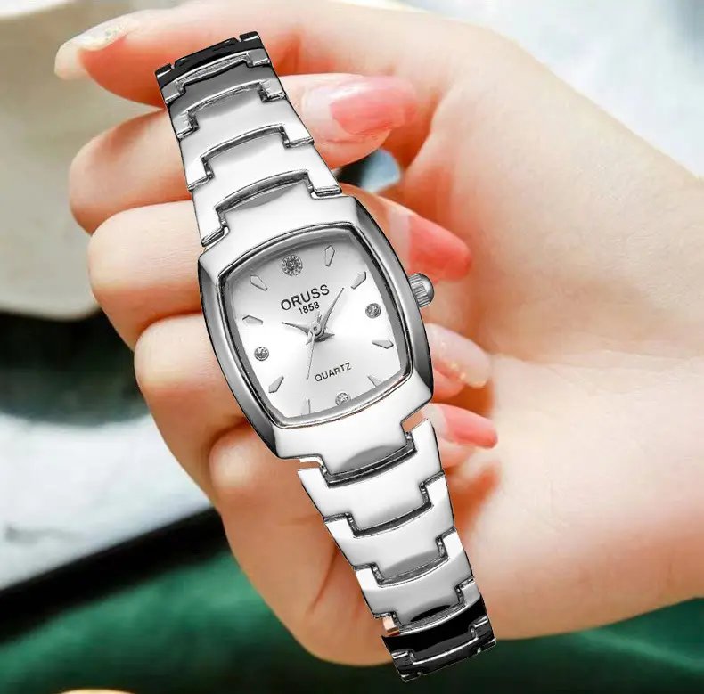 Women's Square Quartz Waterproof Watch Silver Band — feature 1