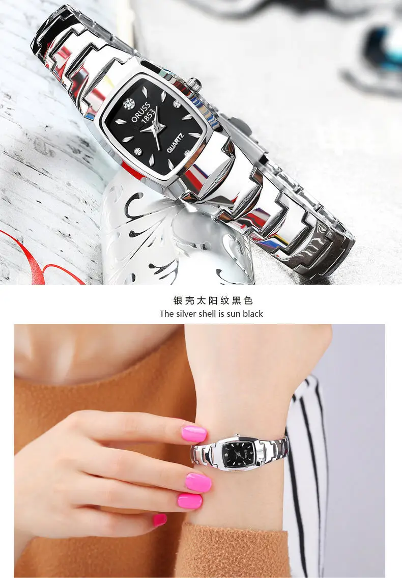 Women's Square Quartz Waterproof Watch Silver Band — feature 22