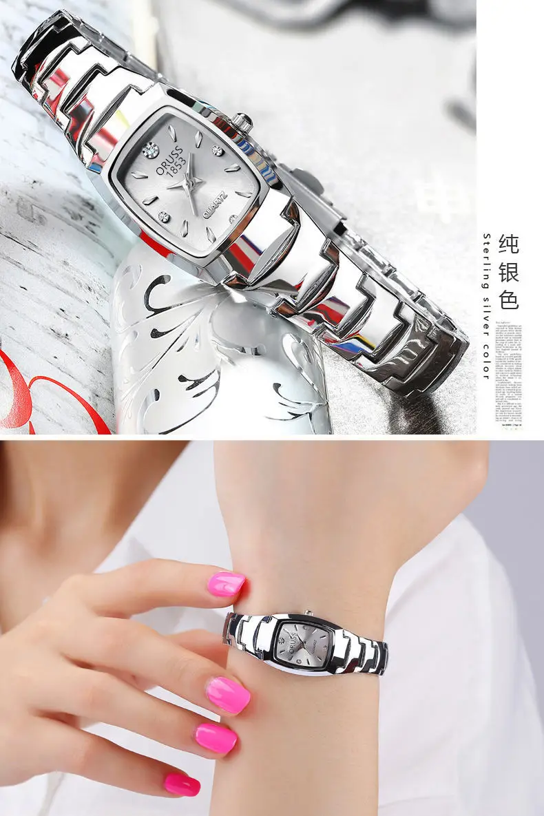 Women's Square Quartz Waterproof Watch Silver Band — feature 23
