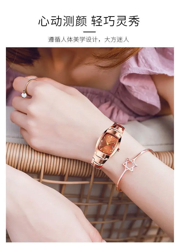 Women's Square Quartz Waterproof Watch Silver Band — feature 7