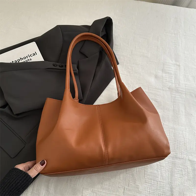 White Spliced Tote Bag Large Capacity Daily Commuter