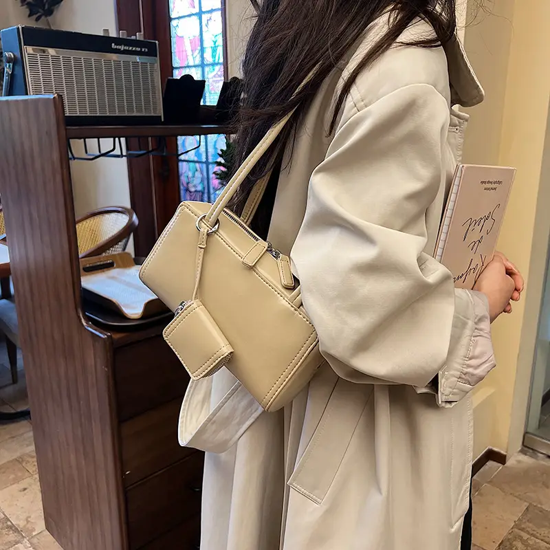 Korean Style Shoulder Bag Beige Women's High End - Image 6