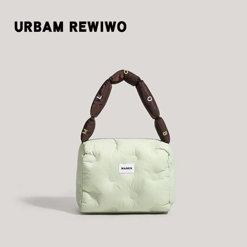 Women's Down Puffer Shoulder Bag Winter Beige