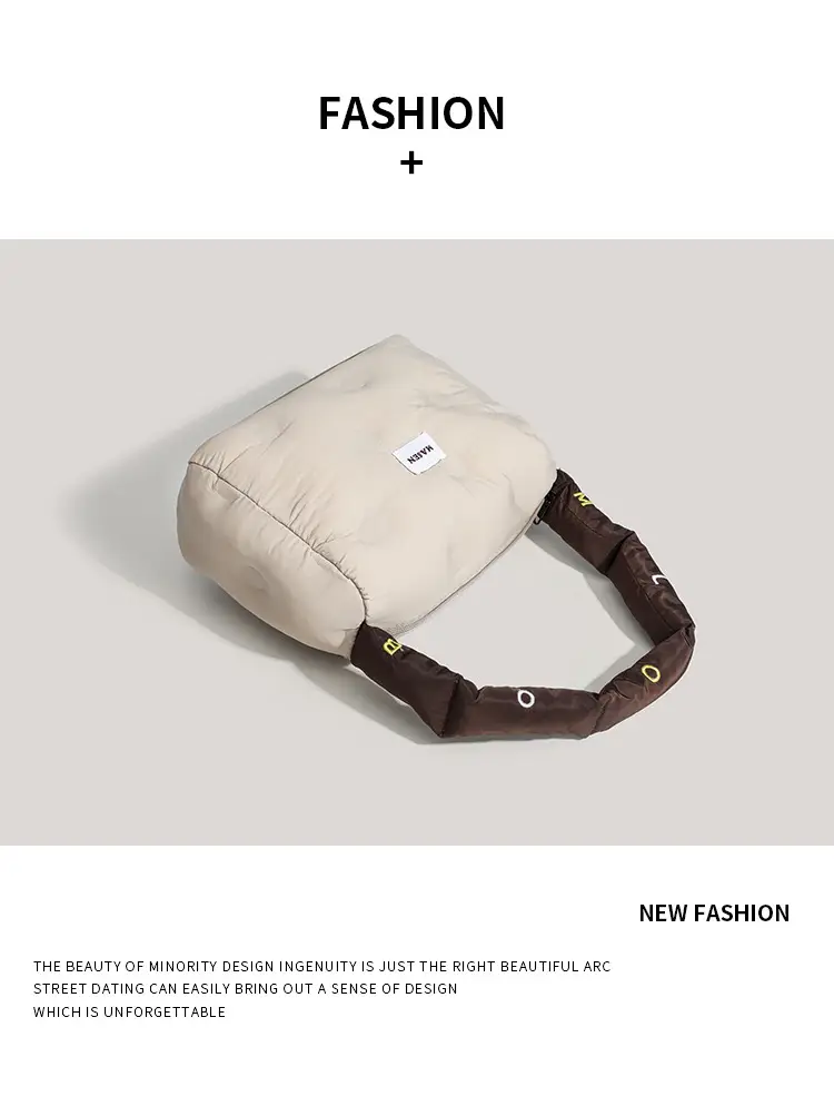 Women's Down Puffer Shoulder Bag Winter Beige — feature 12