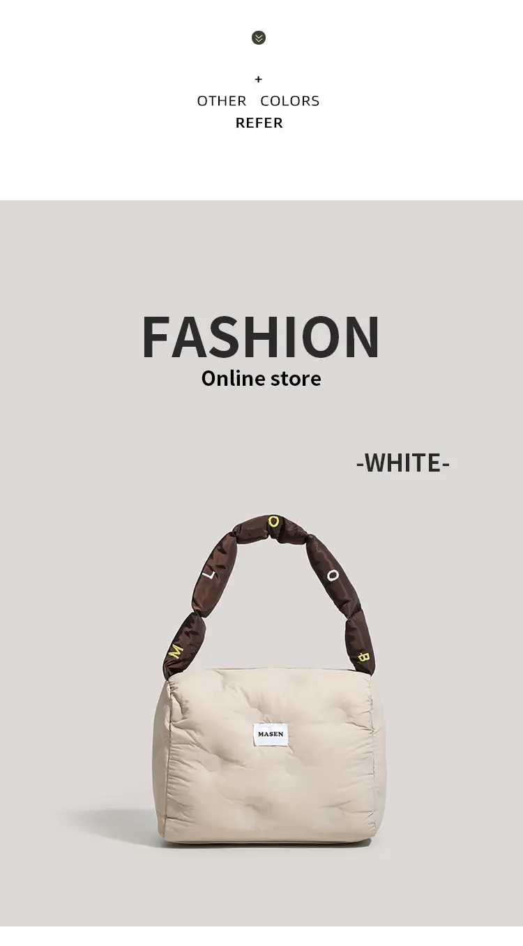 Women's Down Puffer Shoulder Bag Winter Beige — feature 13