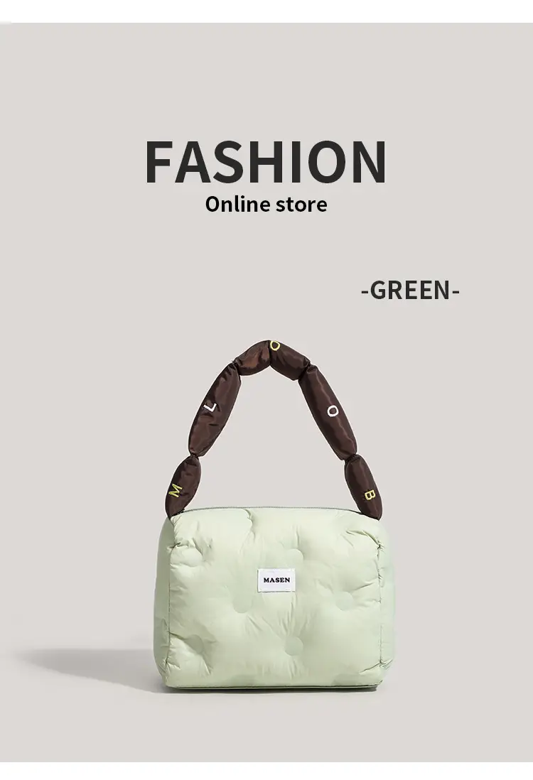 Women's Down Puffer Shoulder Bag Winter Beige — feature 14