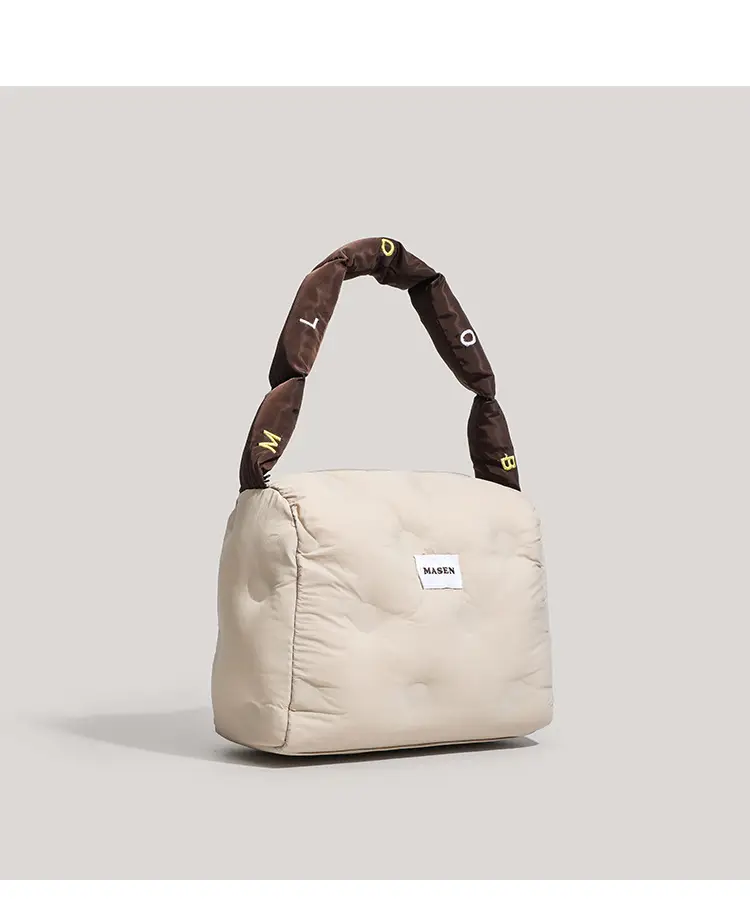 Women's Down Puffer Shoulder Bag Winter Beige — feature 17